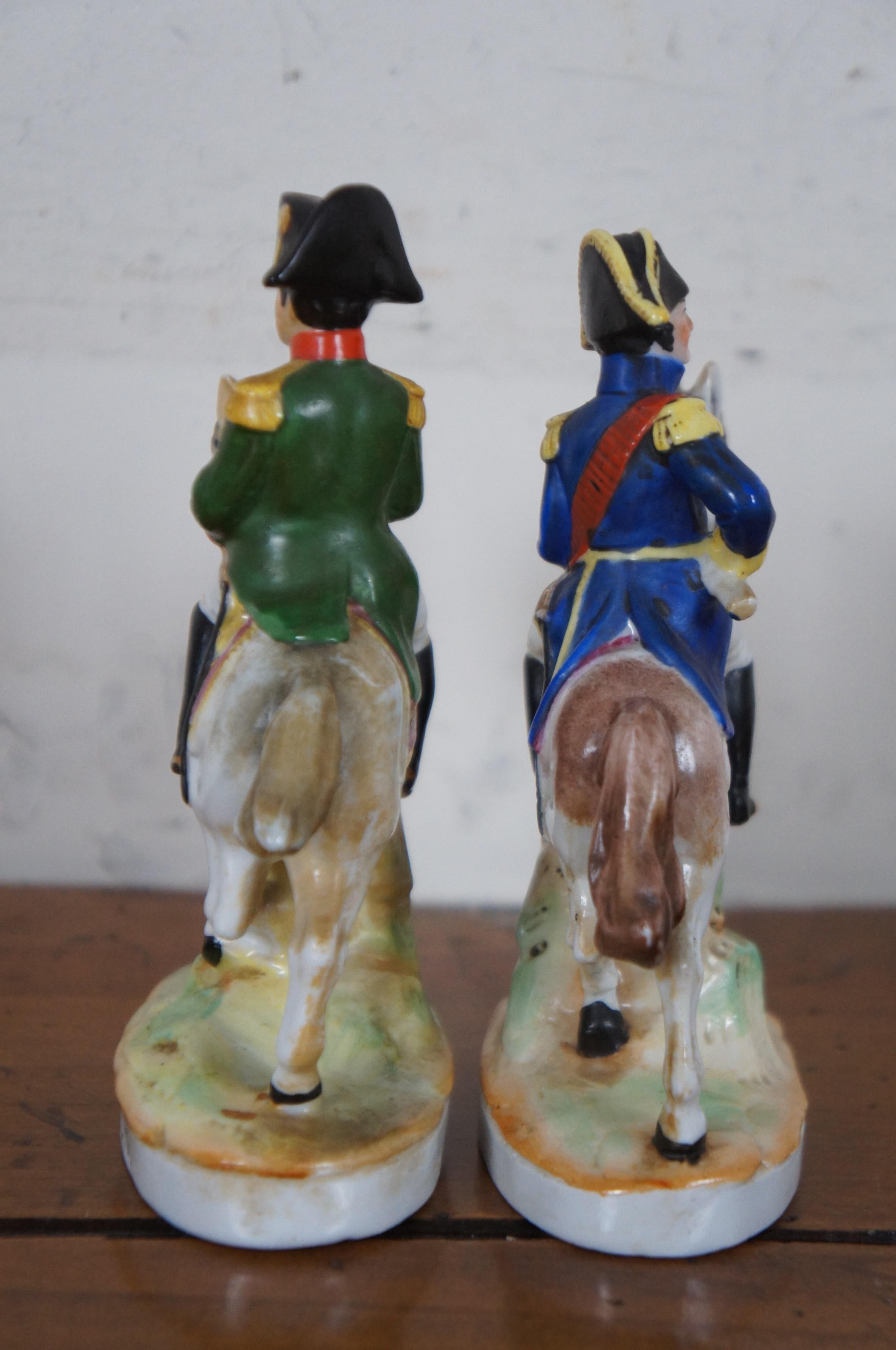 Empire Antique Napoleon & Michel Ney on Horseback Porcelain Figurines Pair Dresden