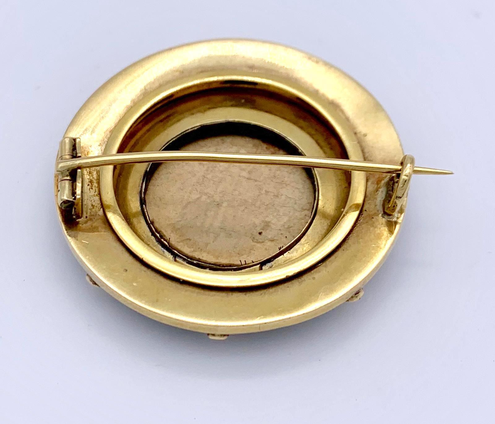 George III Antique Napoleon Miniature Gold Brooch For Sale