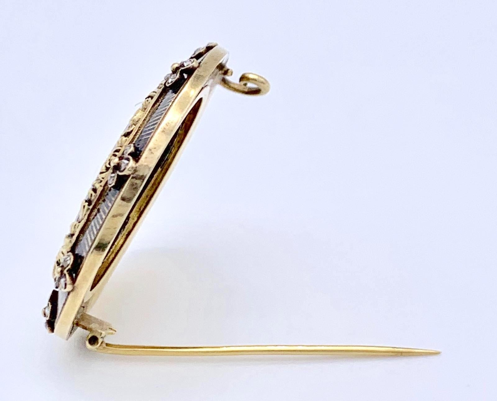 Antique Napoleon Miniature Gold Brooch In Good Condition For Sale In Munich, Bavaria