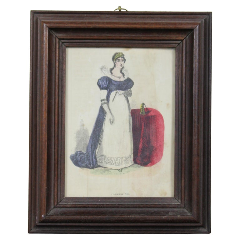 Antique Napoleonic Colored Engraving Josephine Bonaparte Empress of France  For Sale at 1stDibs