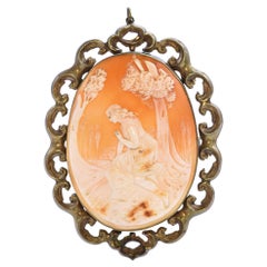 Antiguo Colgante Broche Camafeo "Narciso Mirando el Reflejo