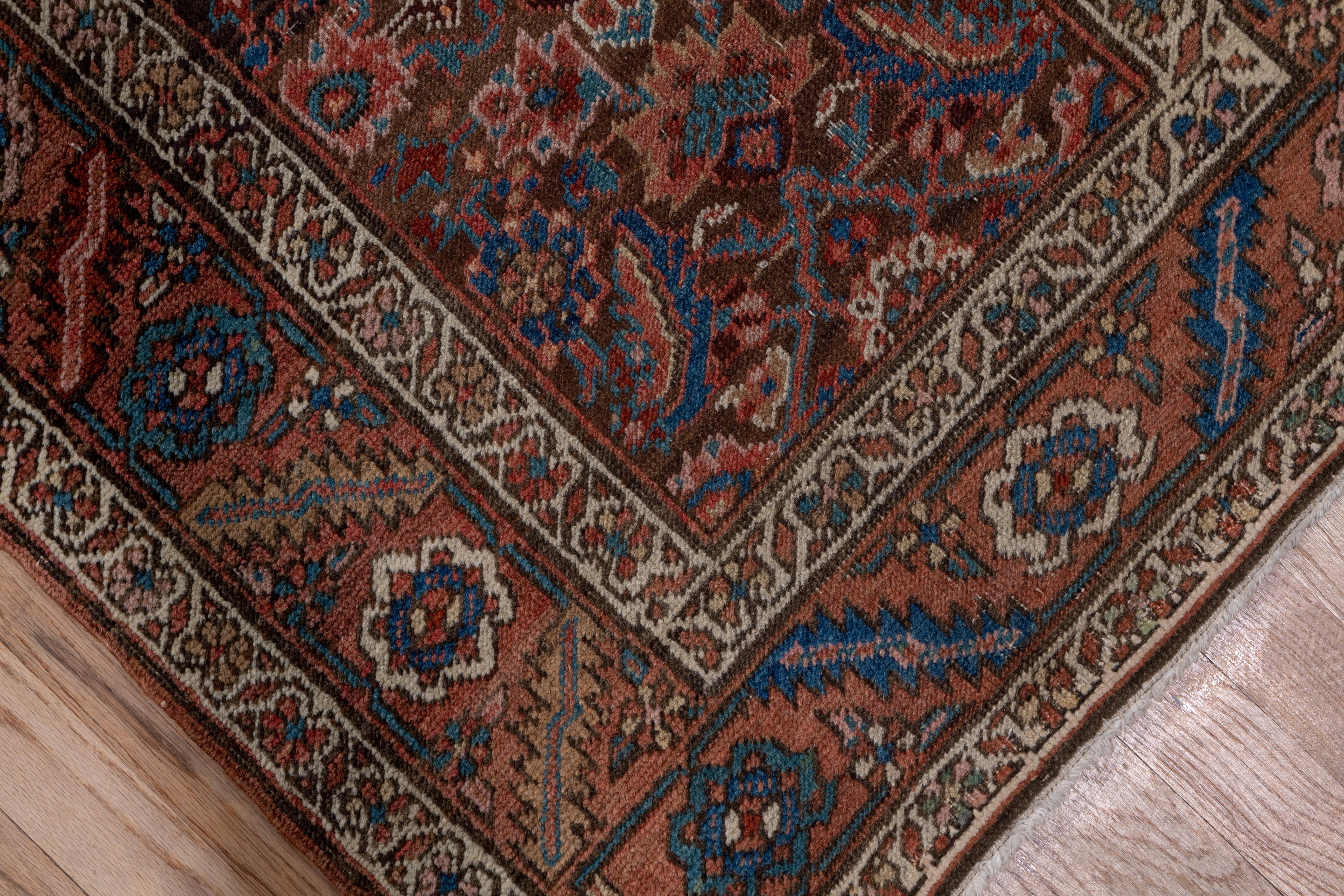 Hand-Knotted Antique Narrow Heriz Runner For Sale