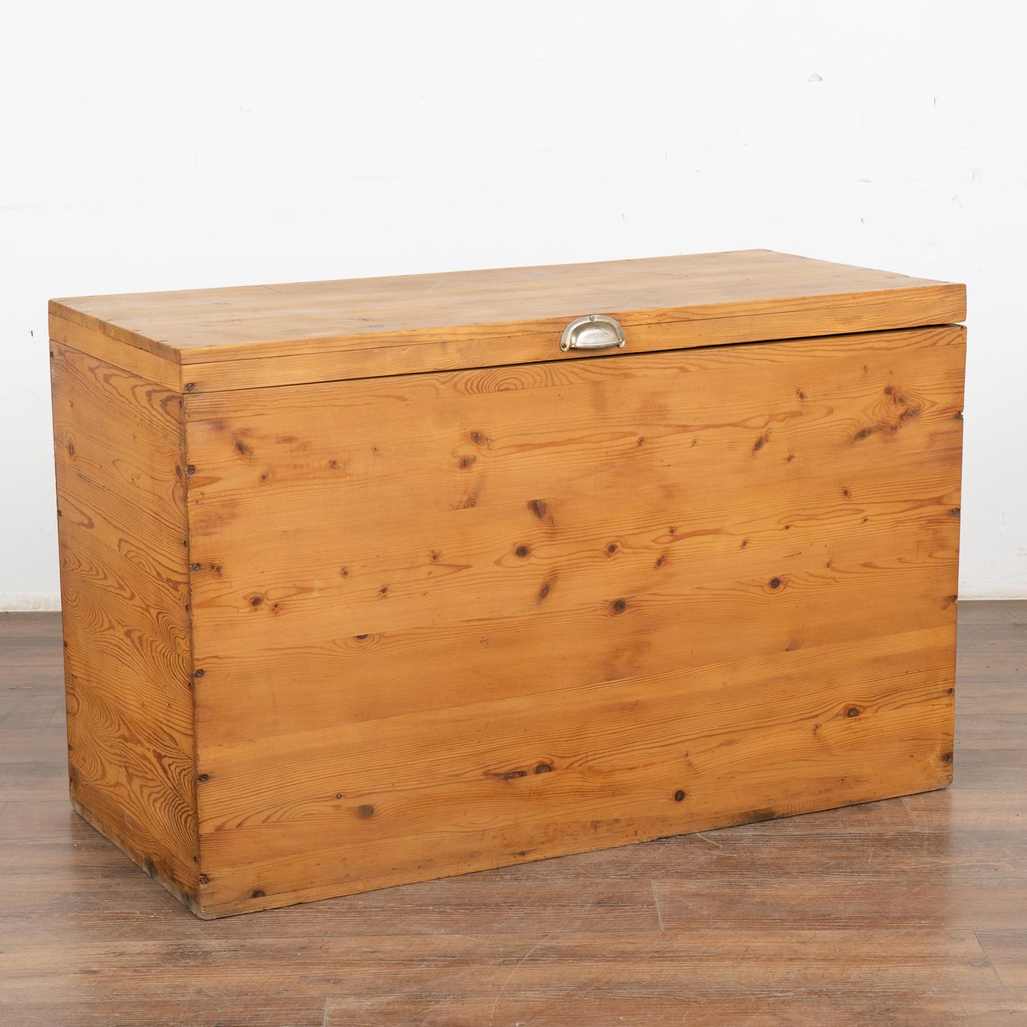This delightful narrow trunk came from the Swedish countryside. The pine has grown warm with a patina that comes only from the passage of years and use. 
Due to the depth of 14.5