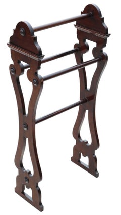 Antique Narrow Victorian mahogany Towel Rail Stand - Quality Art Nouveau C1900