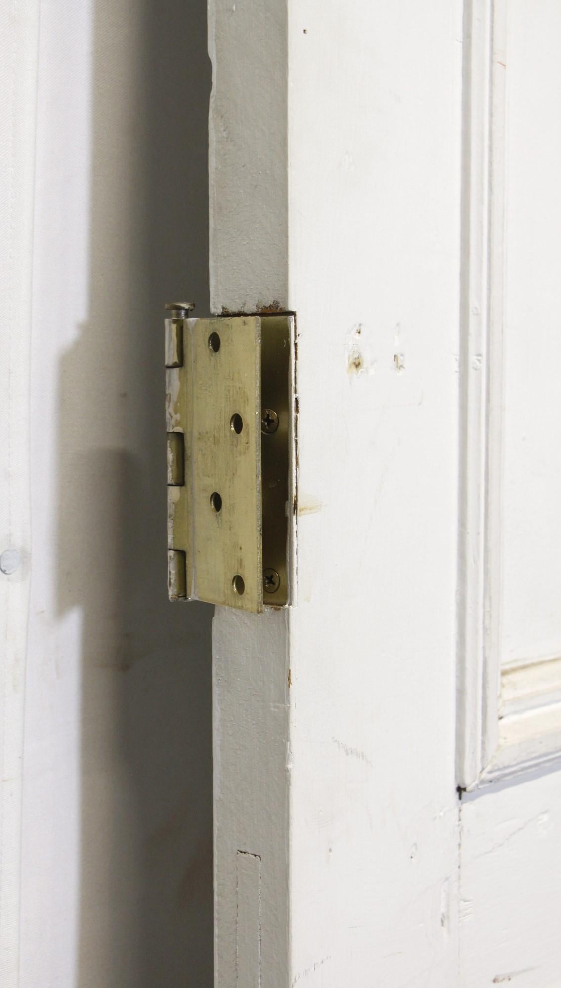 Antique Narrow White Wood Door 5 Panes W/ Hardware 1