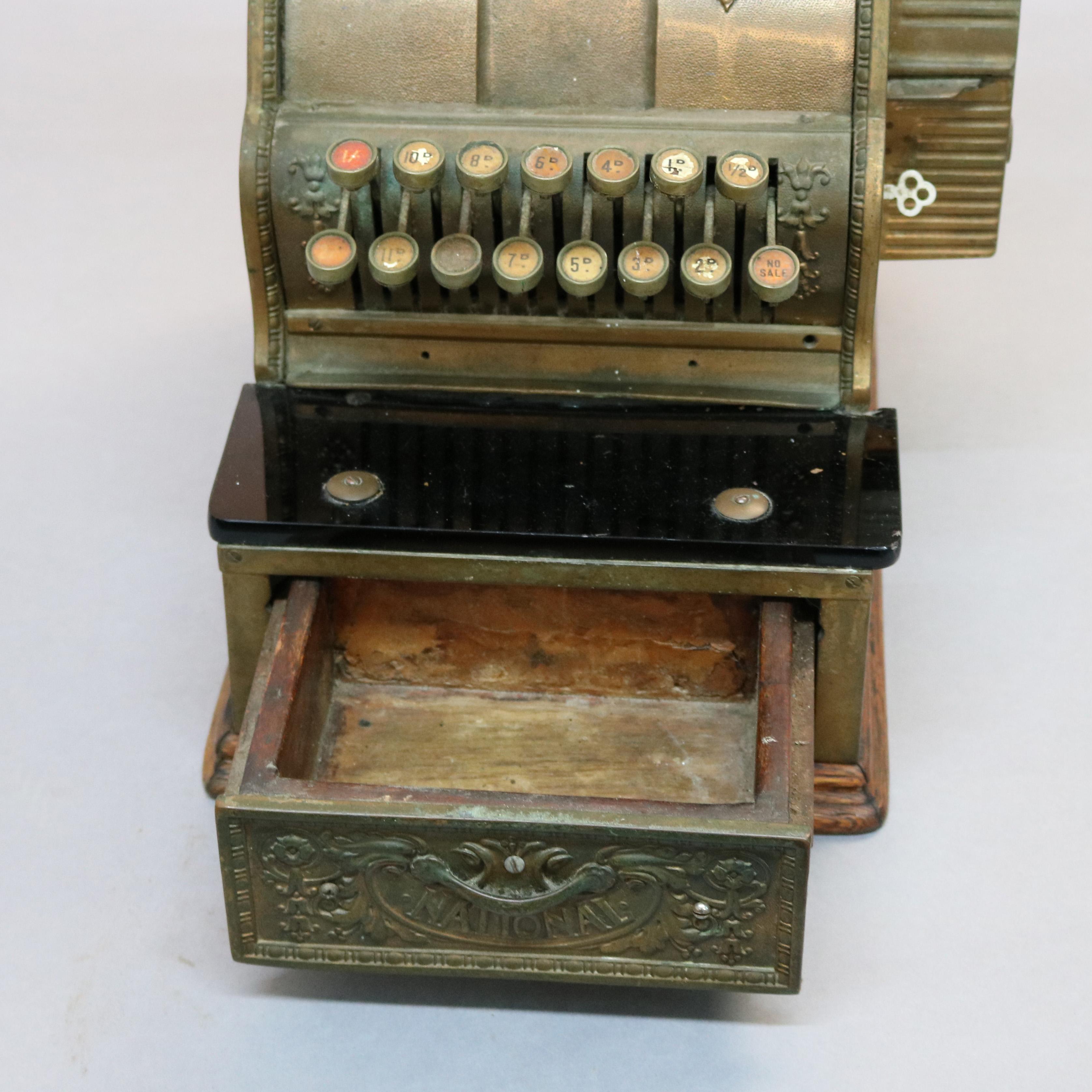 Metal Antique National Candy Store Brass Cash Register, circa 1900