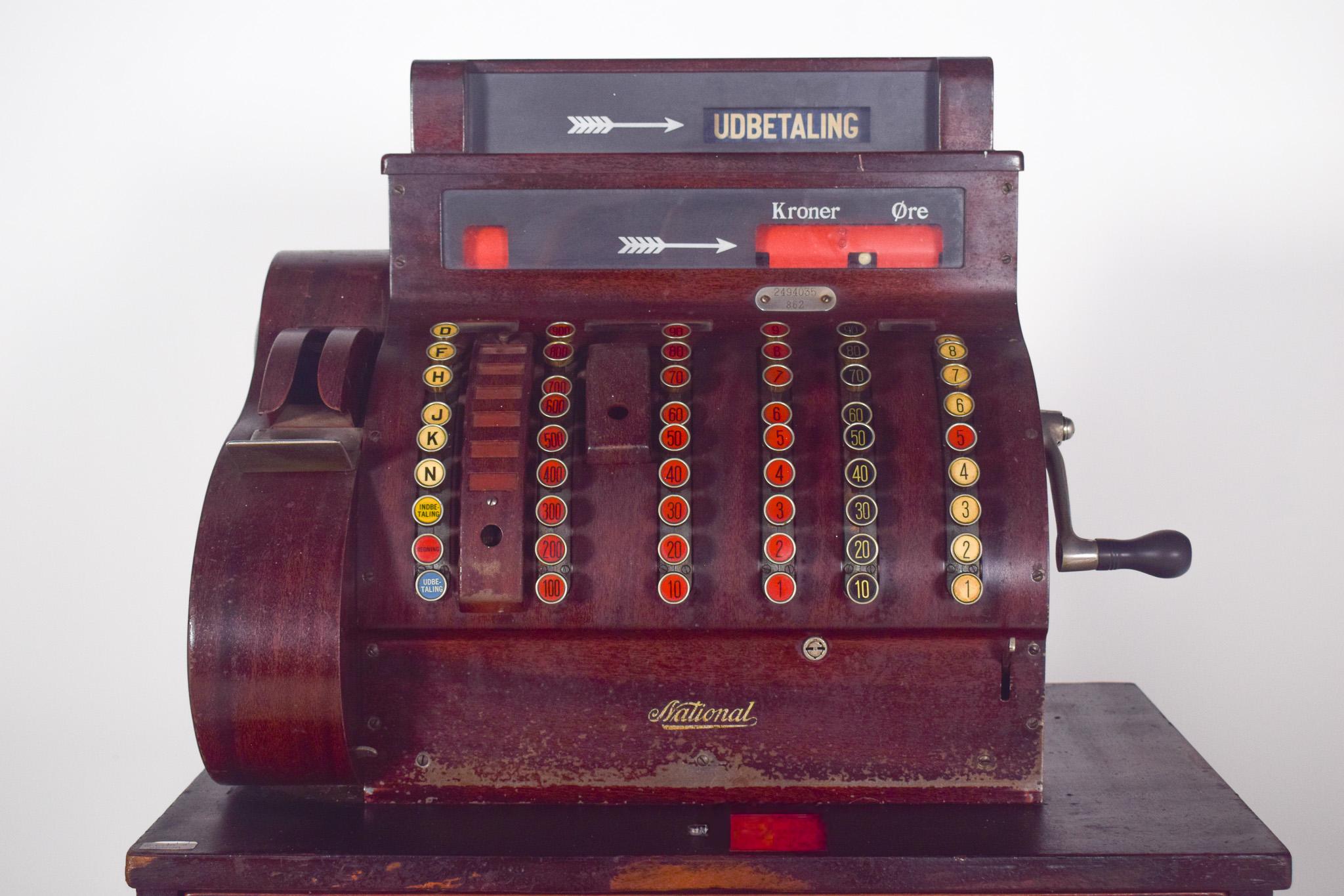 Mid-Century Modern Antique National Cash Register Danish For Sale