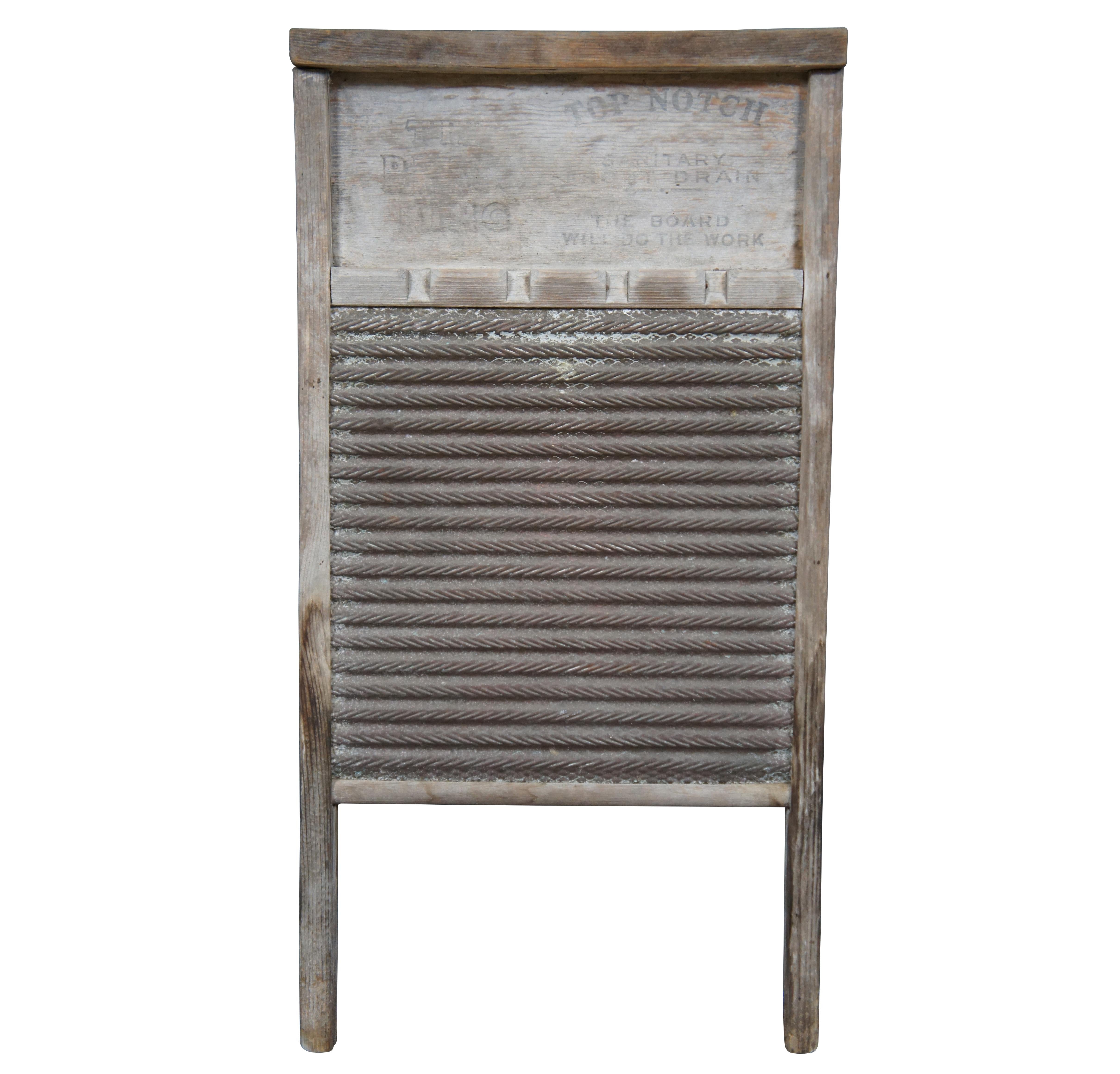 Rustic Antique National Washboard Co Brass King Laundry Wash Board No 803