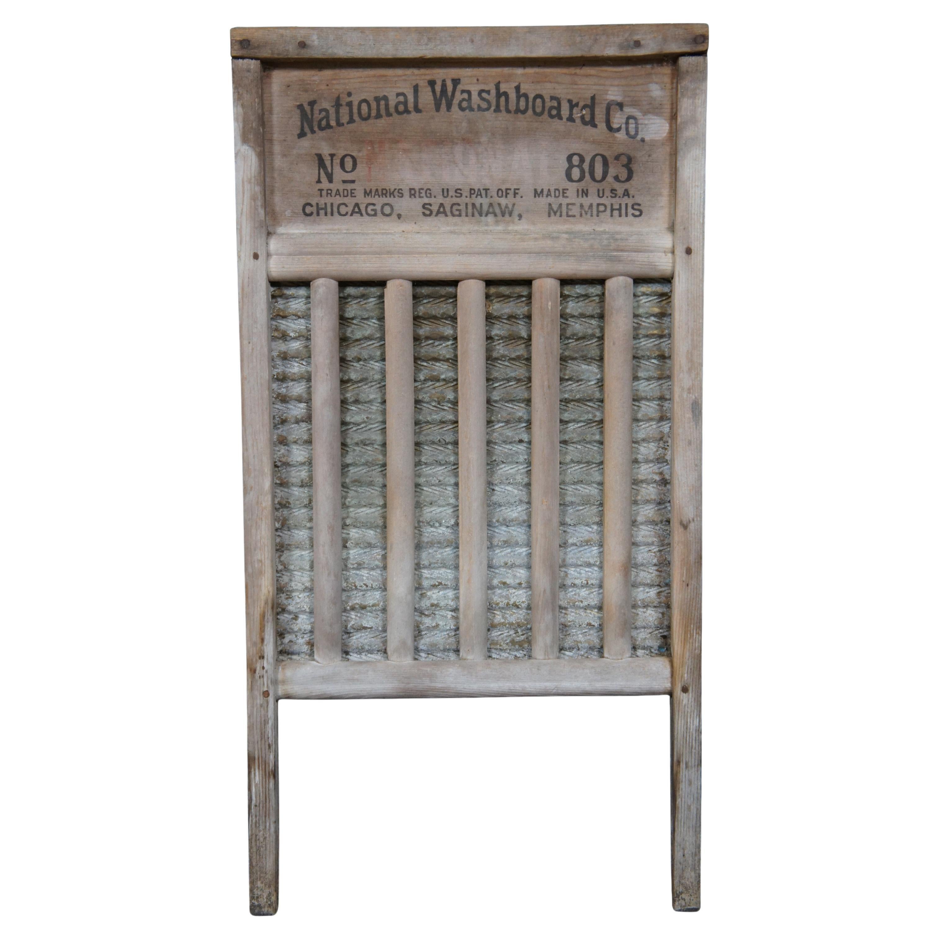 Antique National Washboard Co Brass King Laundry Wash Board No 803