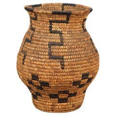 Antique Native American Apache Decorated Woven Olla Basket C1930