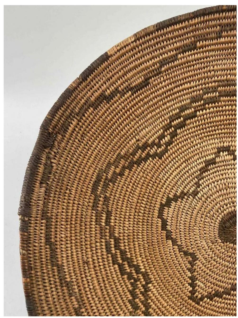 Antique Native American Apache woven basket. Handcrafted and made from all natural fibers including Devil's claw, willow, and yucca root.