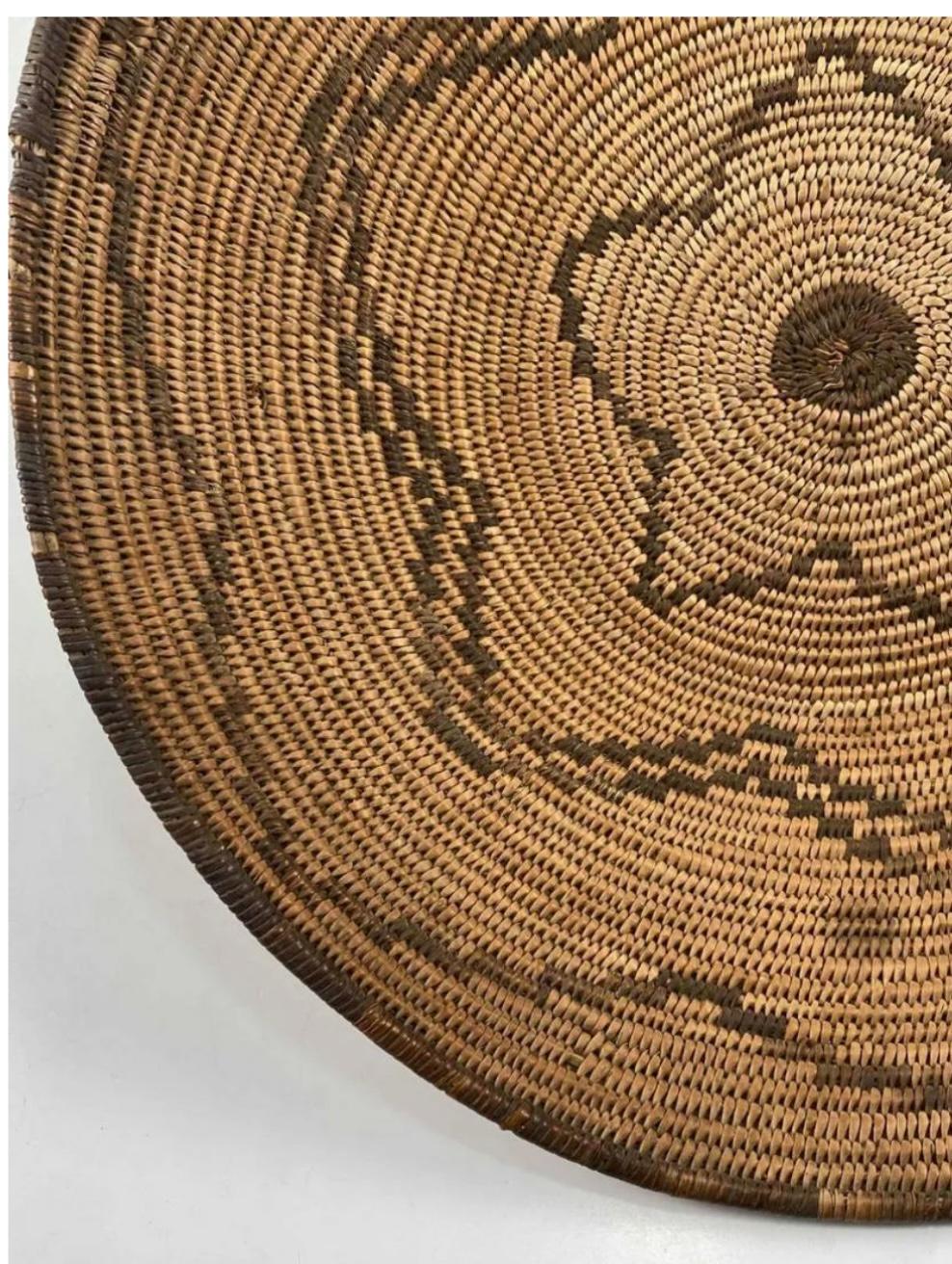 Organic Material Antique Native American Apache Woven Basket For Sale