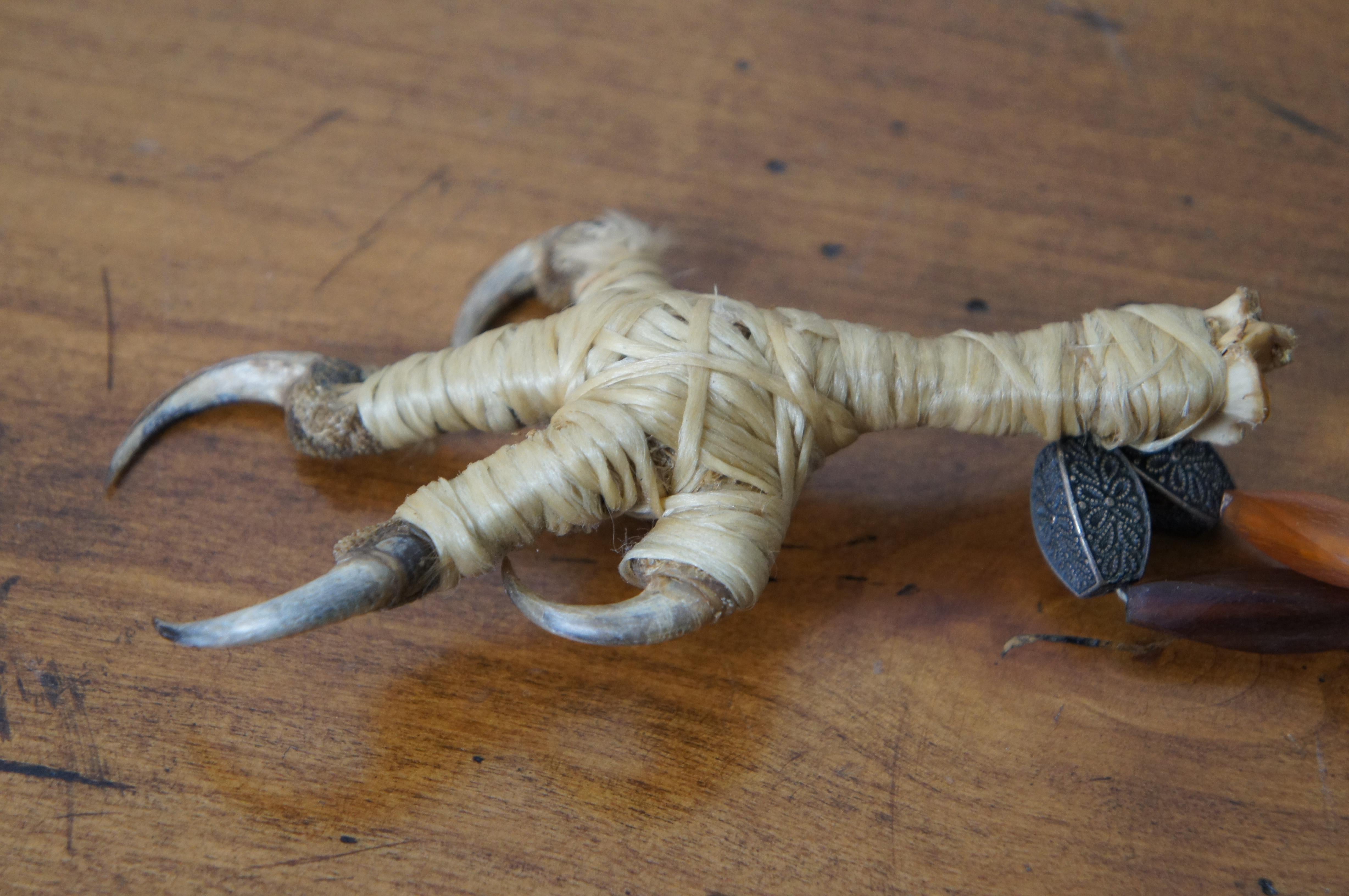 Antique Native American Bakelite Bead Bird Claw Talon Pendant Statement Necklac For Sale 4