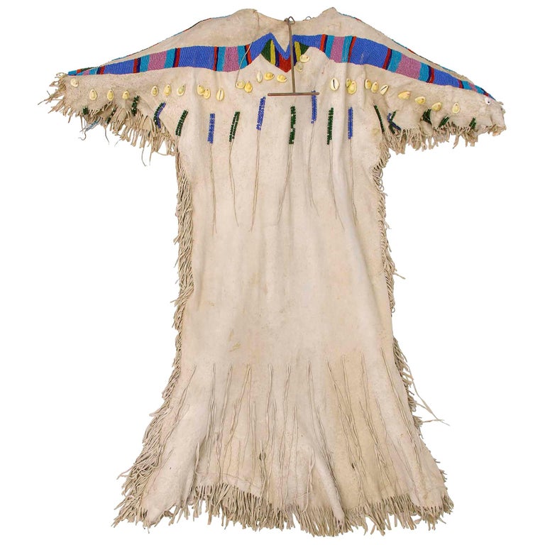 Antique Native American Beaded Hide Dress, Yakima, Plateau Region