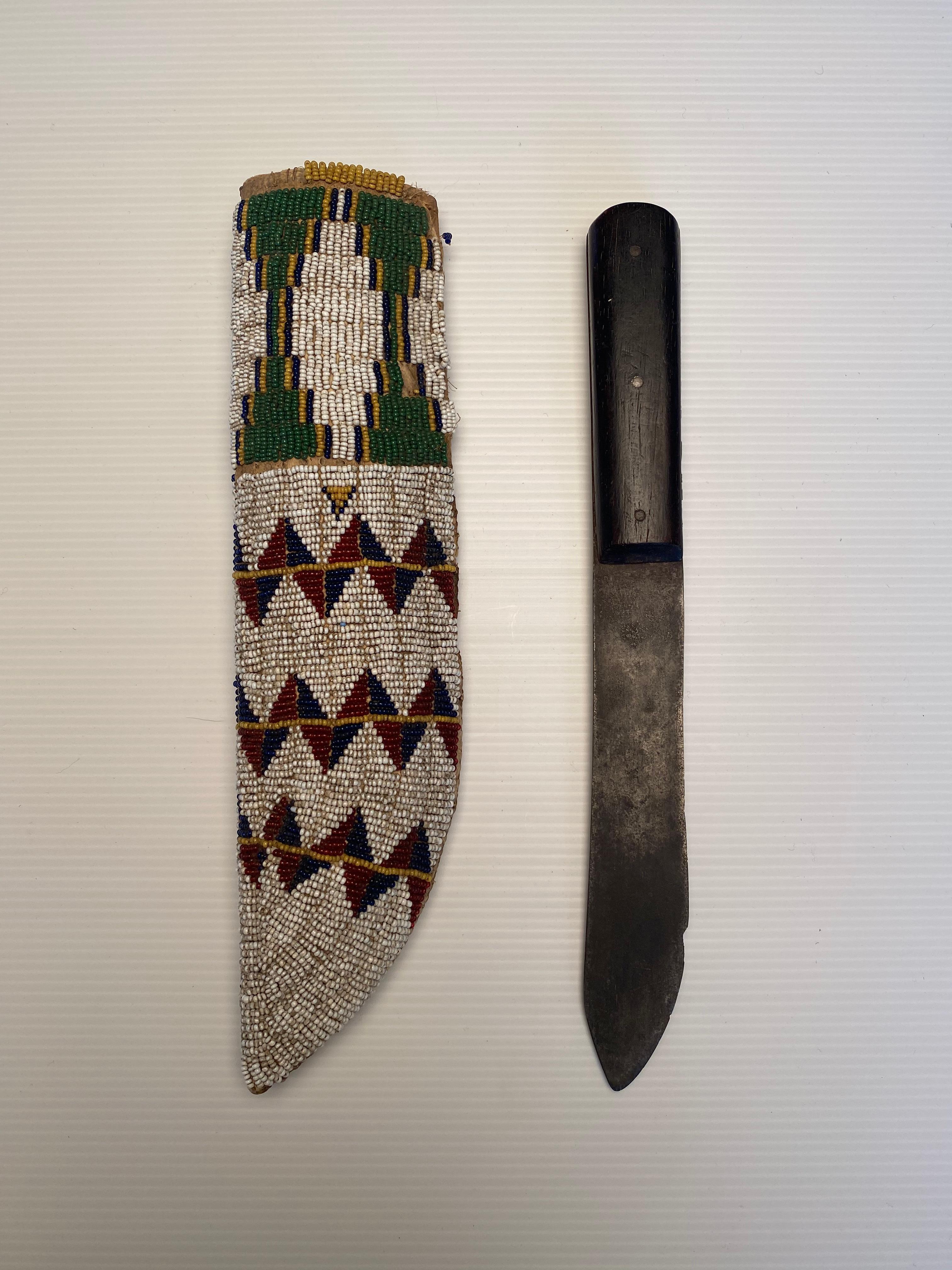 19th Century Antique Native American Beaded Knife Sheath