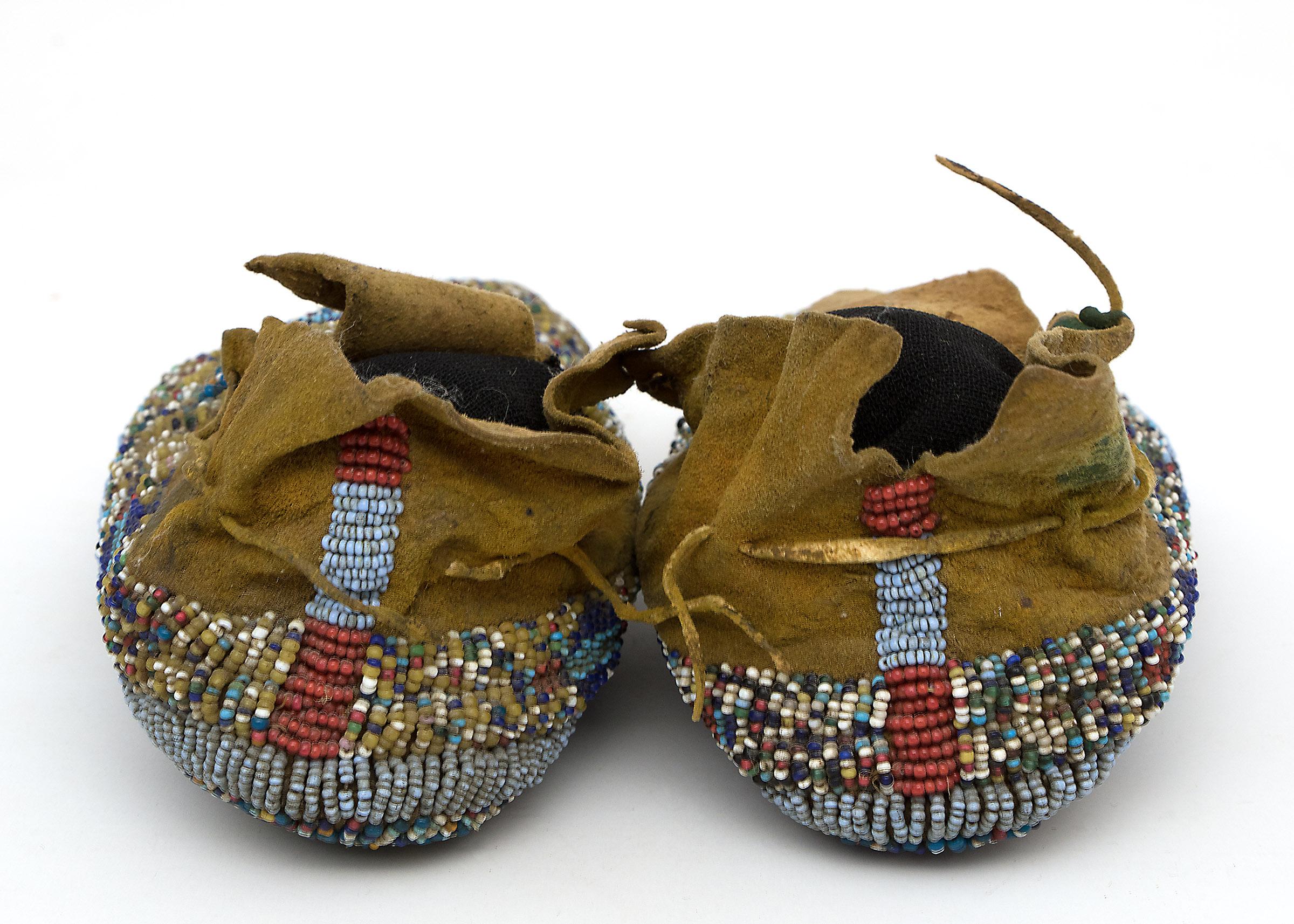 Antique Native American Childs Ceremonial Beaded Moccasins, Cheyenne, circa 1900 1