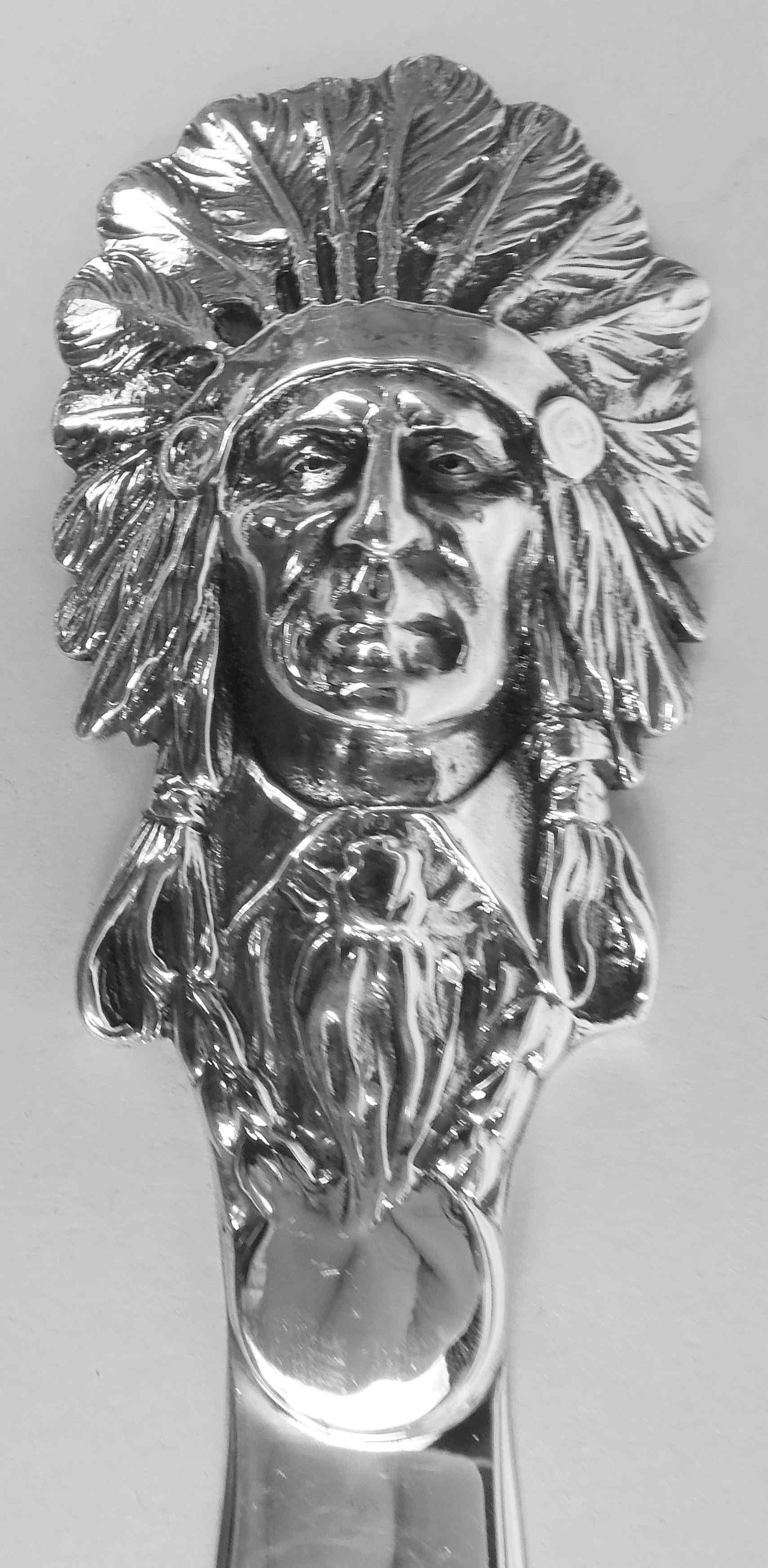 Edwardian Antique Native American Indian Chief Sterling Silver Letter Opener For Sale