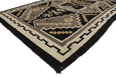 1900's Two Grey Hills-Inspired Southwest Modern Rug Early 20th Century