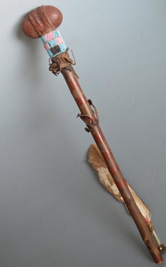 Antique Native American Indian Plains beaded Skull cracker war  club