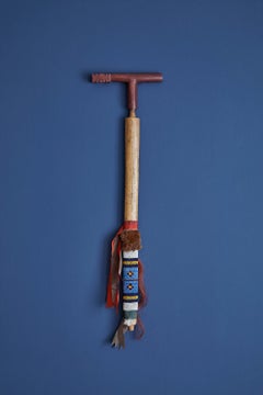 Antique Native American Indian Sioux Beaded Wood and Caitlinite Pipe