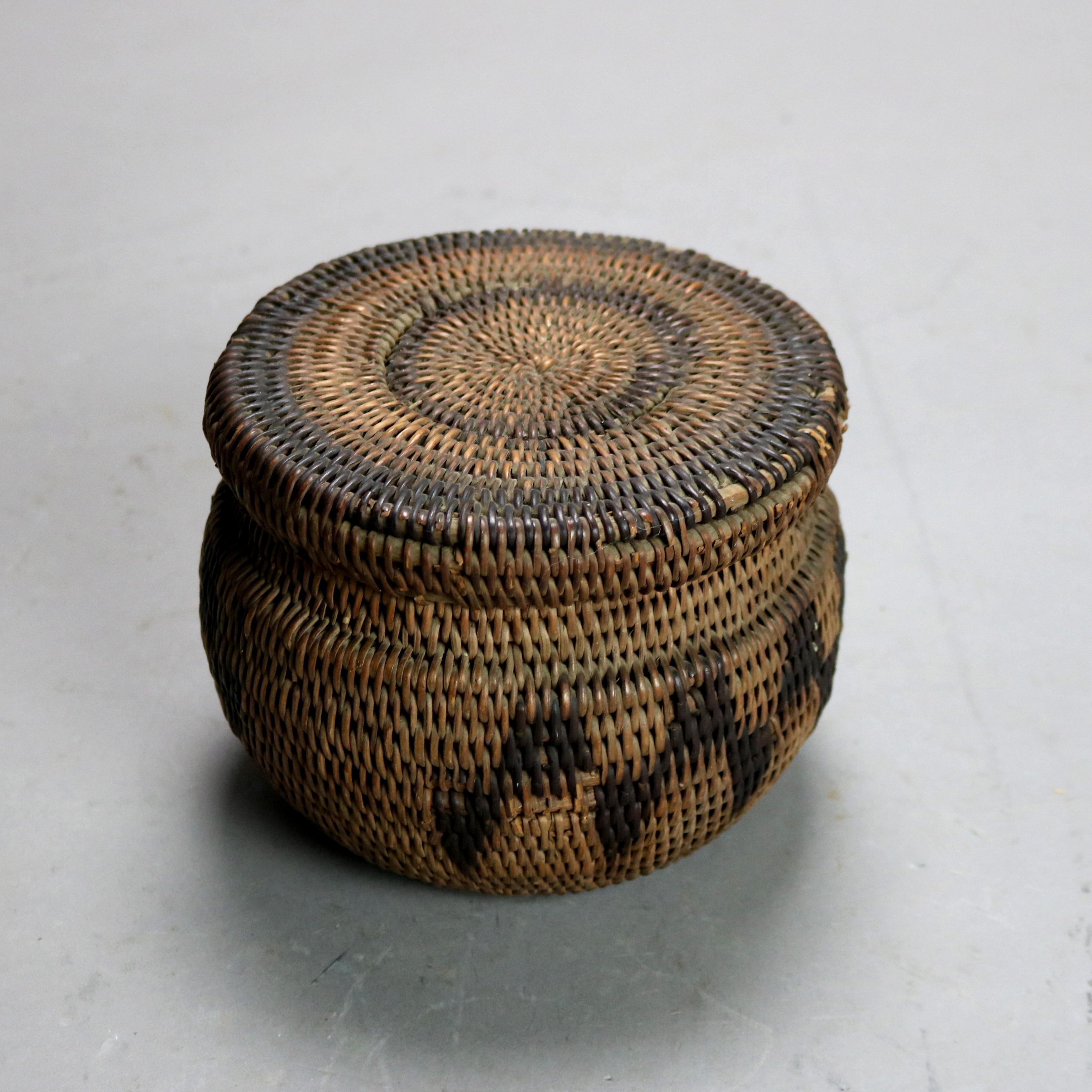 Antique Native American Indian Southwest Navajo Woven Reed Lidded ...