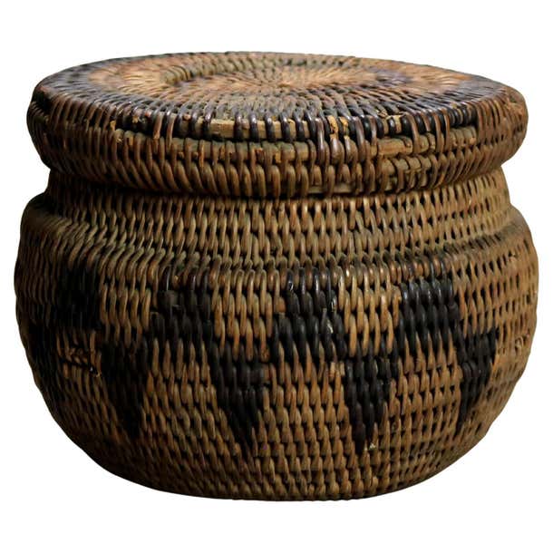 Antique Native American Indian Southwest Navajo Woven Reed Lidded ...