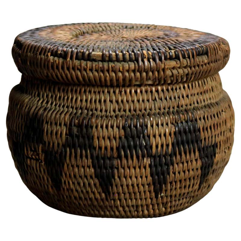 Antique Native American Indian Southwest Navajo Woven Reed Basket C1920 ...