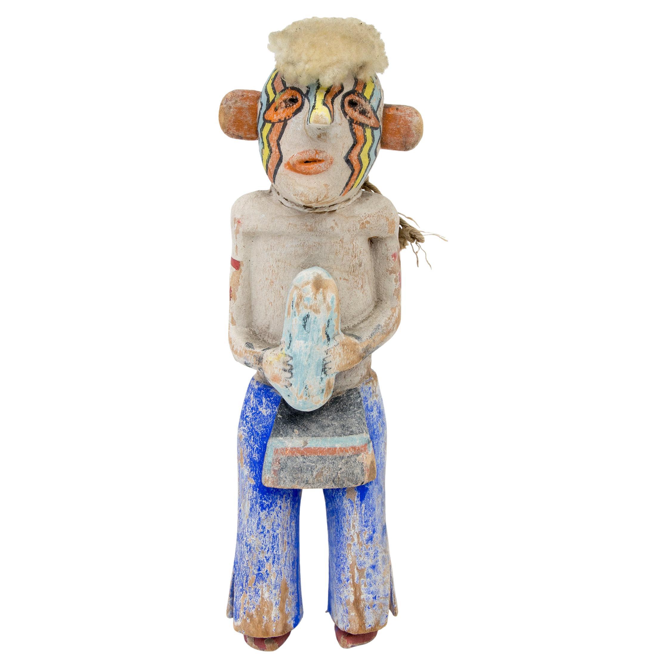 Antique Native American Kachina Doll, "HeHeya Clown, " Hopi, Early 20th Century For Sale