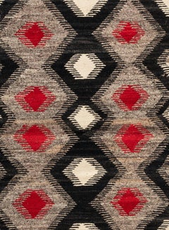 Antique Red Grey Black Geometric Native American Navajo Rug, circa 1930s
