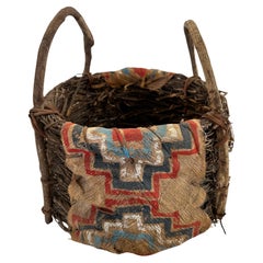 Antique Native American Painted Bark & Twig Basket
