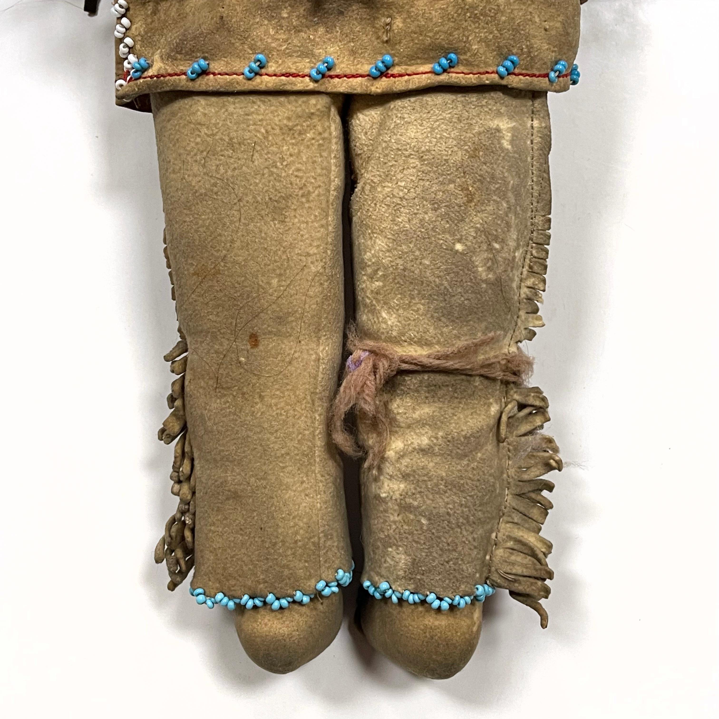 Leather Antique Native American Plains Indian Doll For Sale