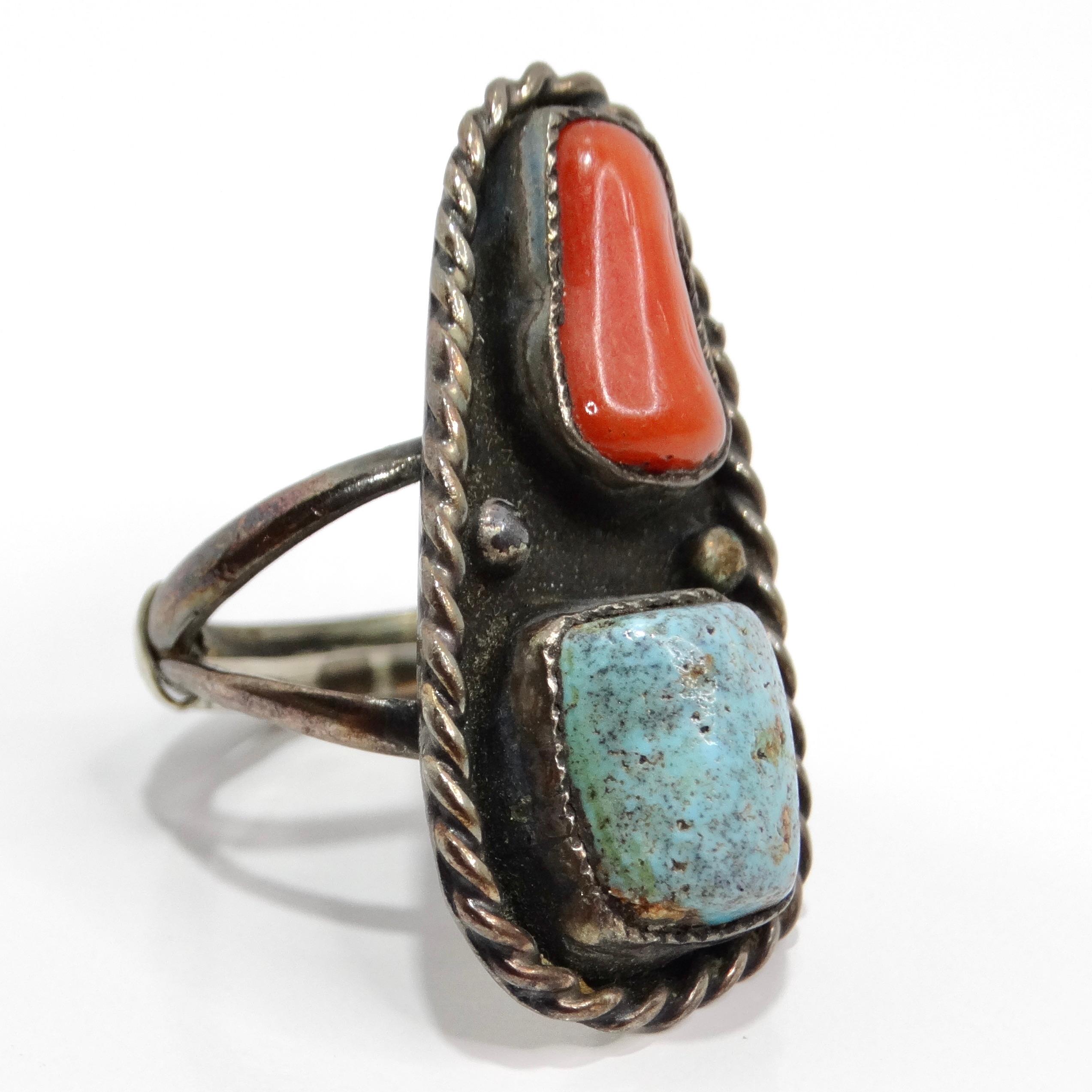 Antique Native American Turquoise Silver Ring For Sale 3