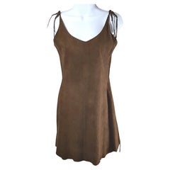 Vintage NativeAmerican LeatherBraidedSeamsStrapsNeckline Sleeveless Hide Dress