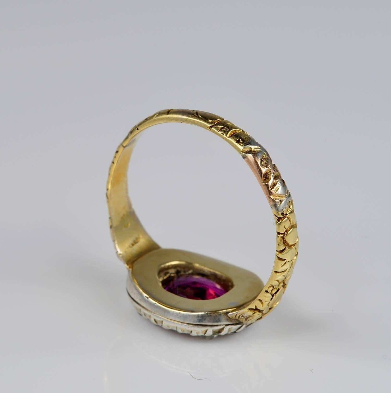 Women's Antique Natural 1.30 Carat No Heat Ruby .65 Carat Diamond Early Rare Ring