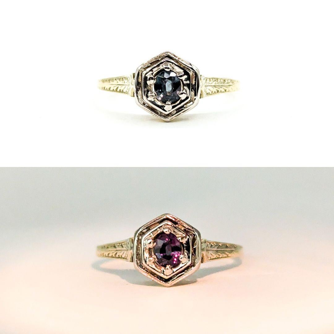 Art Deco Antique Natural Alexandrite Ring in Yellow Gold For Sale