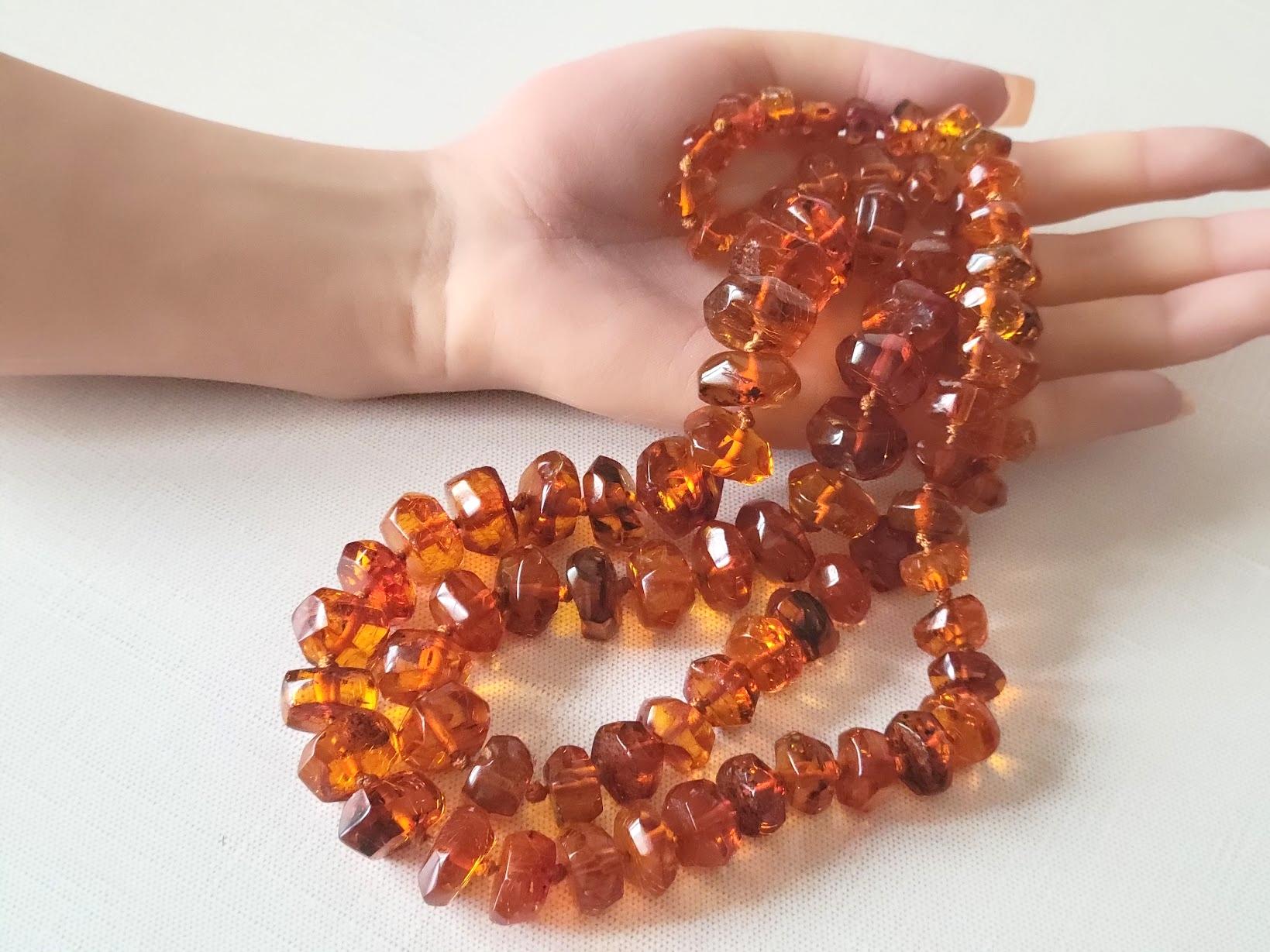 Antique Natural Baltic Amber Necklace 35'', Early 20th Century 6