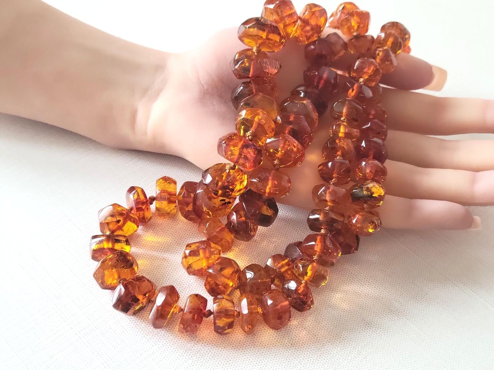 Antique Natural Baltic Amber Necklace 35'', Early 20th Century 7