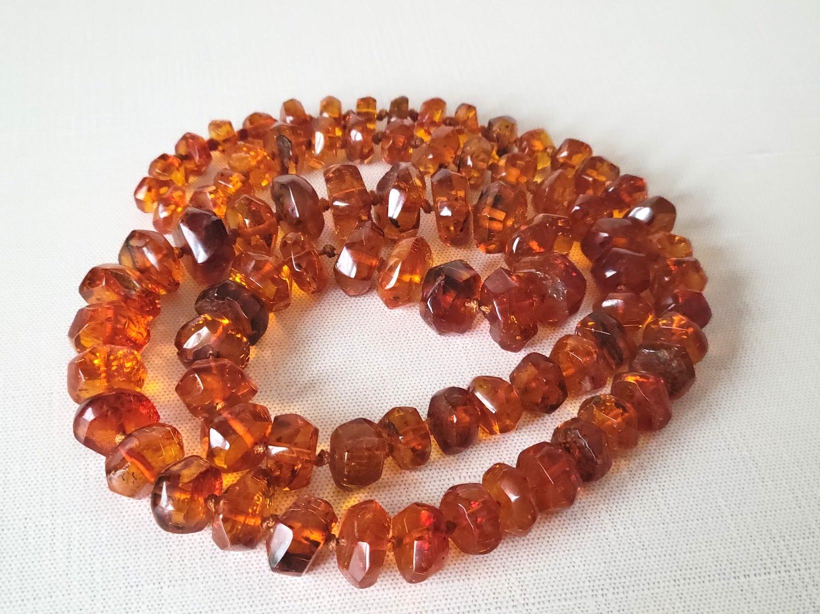 Art Deco Antique Natural Baltic Amber Necklace 35'', Early 20th Century