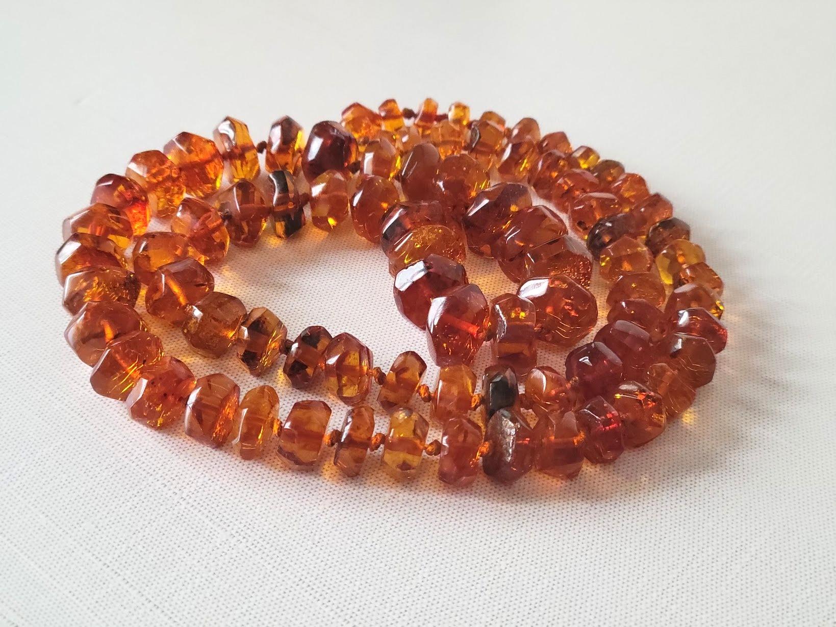 Bead Antique Natural Baltic Amber Necklace 35'', Early 20th Century
