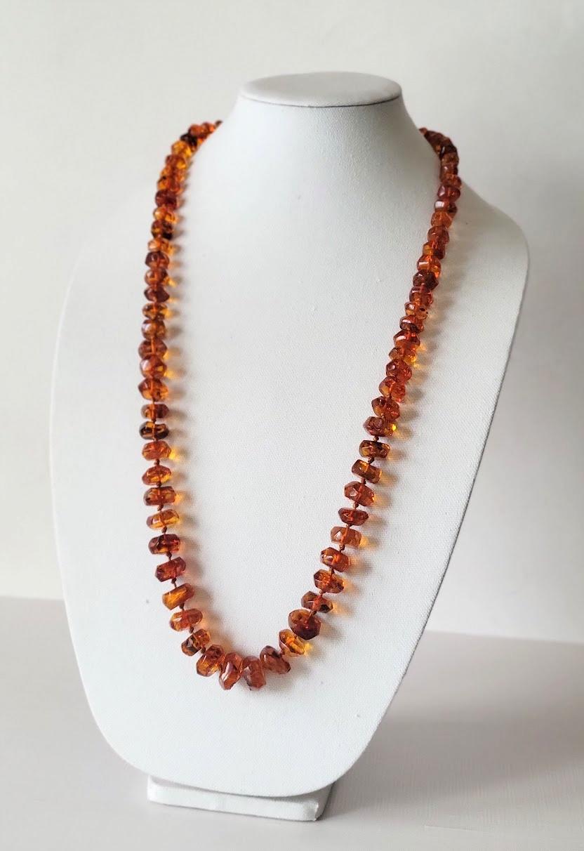 Women's or Men's Antique Natural Baltic Amber Necklace 35'', Early 20th Century