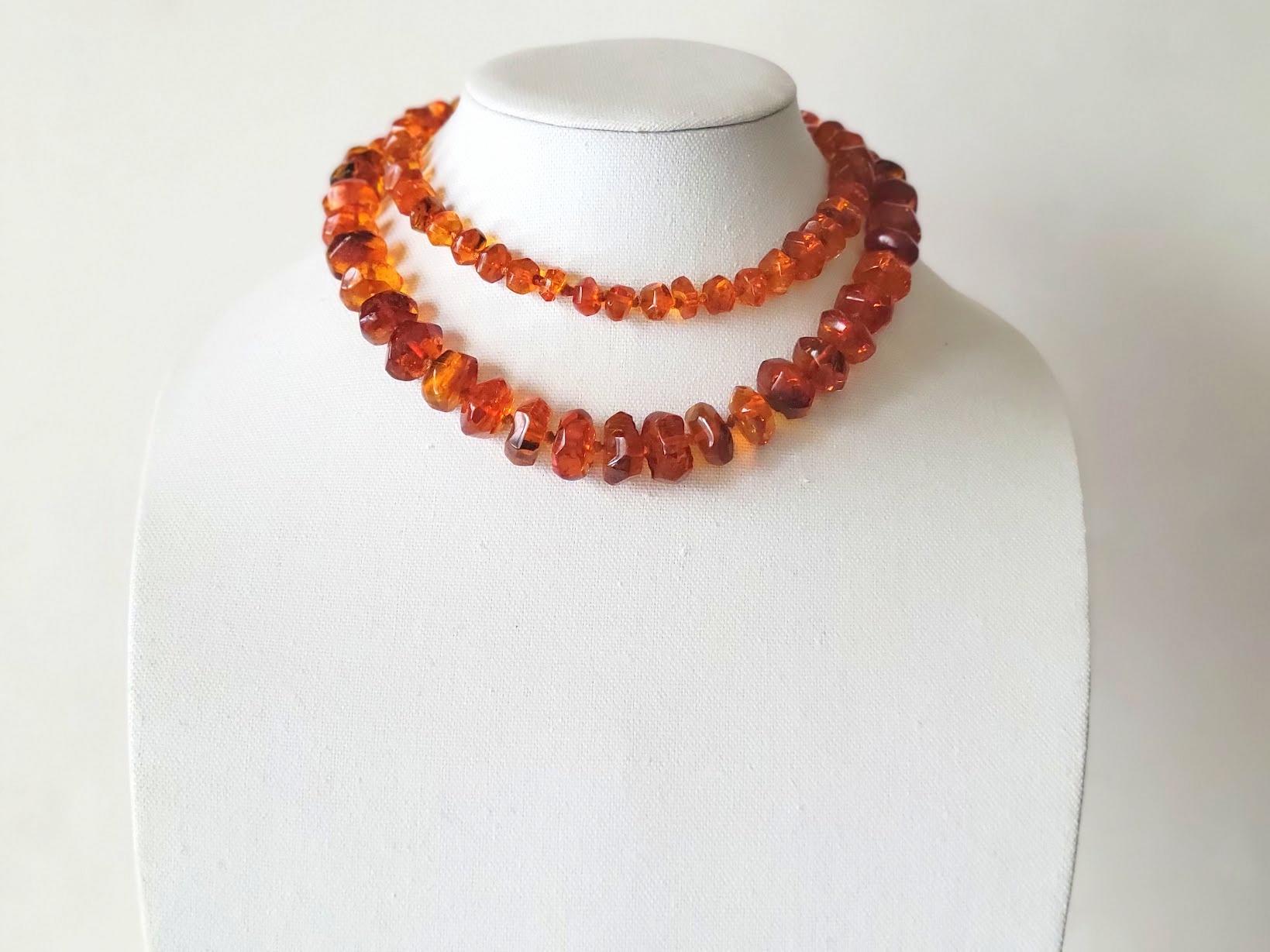 Antique Natural Baltic Amber Necklace 35'', Early 20th Century 2
