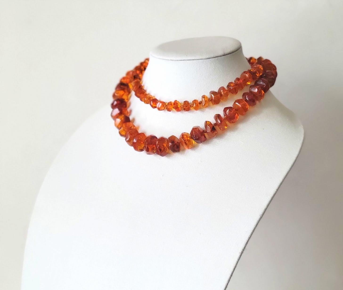 Antique Natural Baltic Amber Necklace 35'', Early 20th Century 3