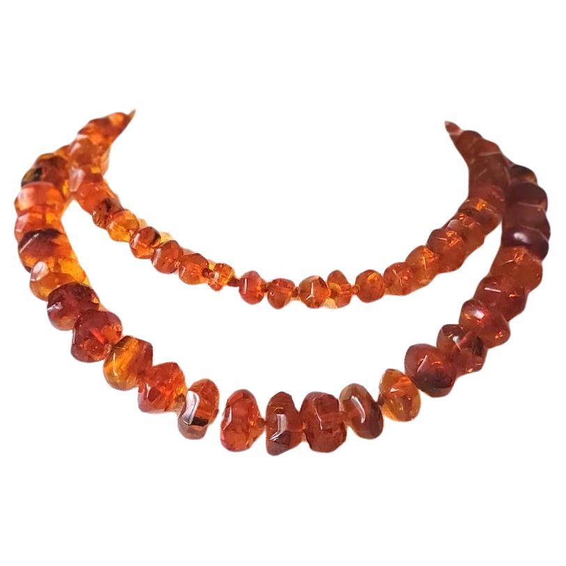 Antique Natural Baltic Amber Necklace 35'', Early 20th Century
