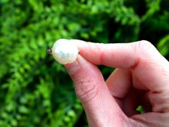 Antique Natural Blister Pearl and 0.13 Carat Diamond Platinum Ring Circa 1920