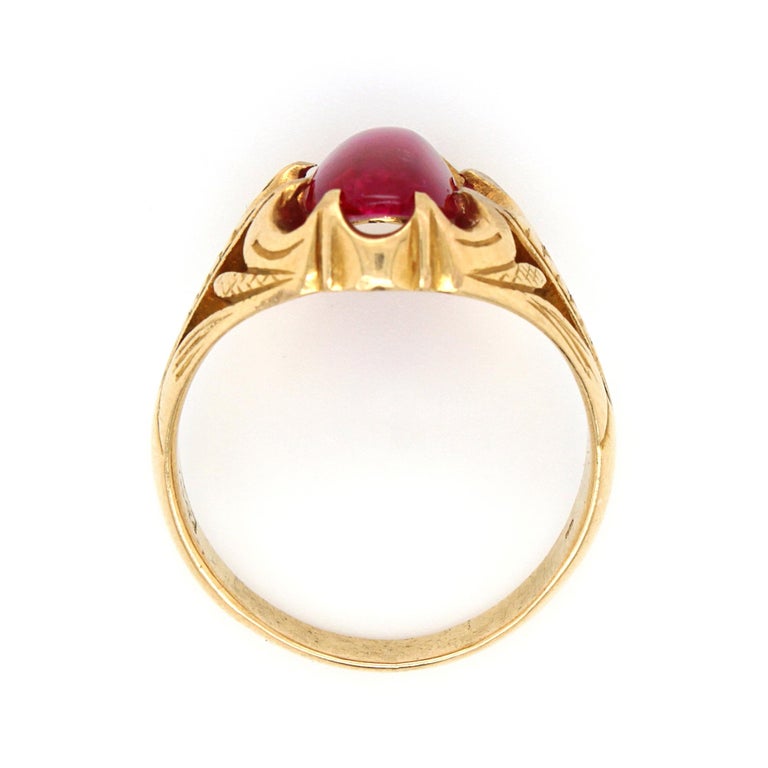 Antique Natural Burmese Star Ruby Cabochon Signet Ring, ca. 1860s For Sale 7