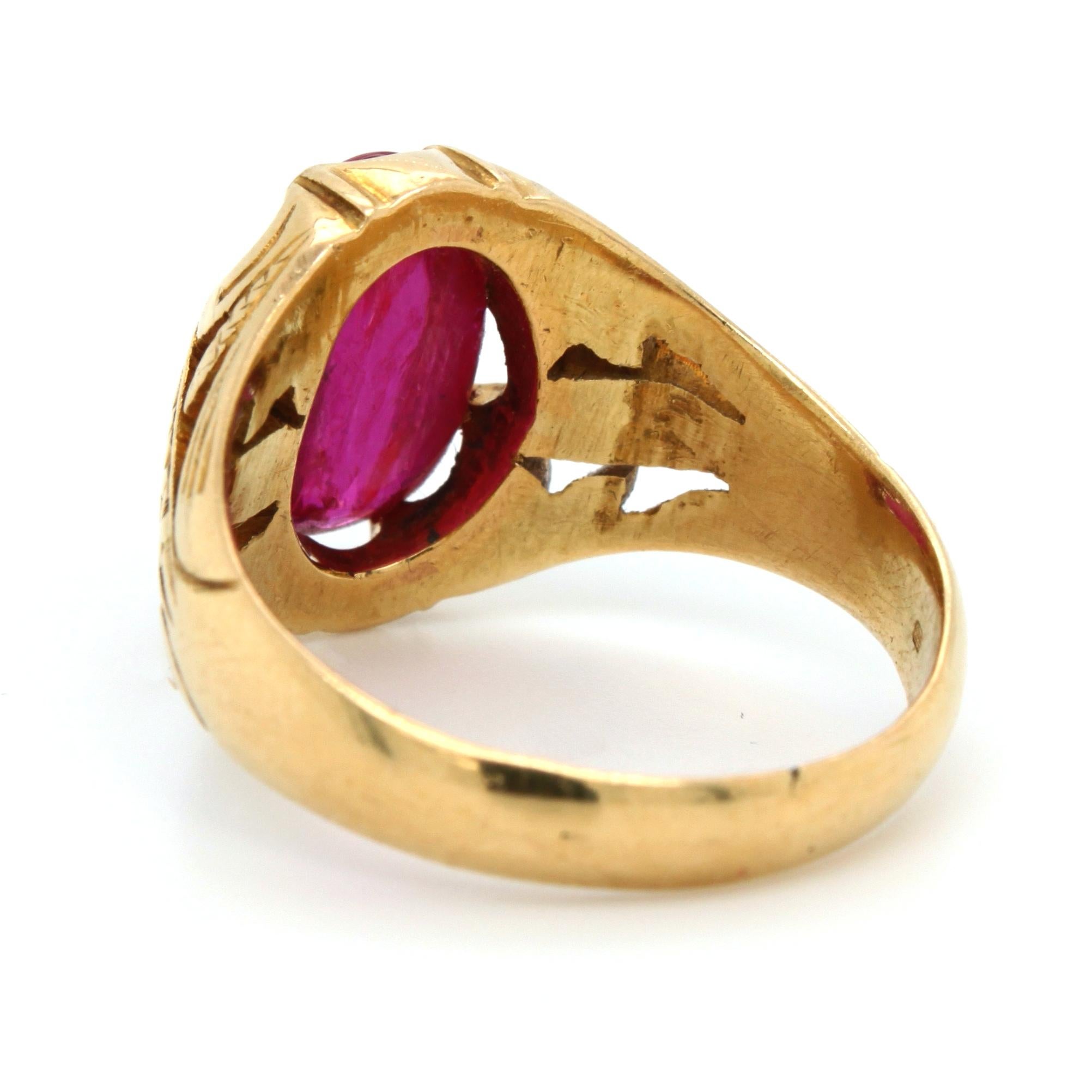 Antique Natural Burmese Star Ruby Cabochon Signet Ring, ca. 1860s For Sale 1