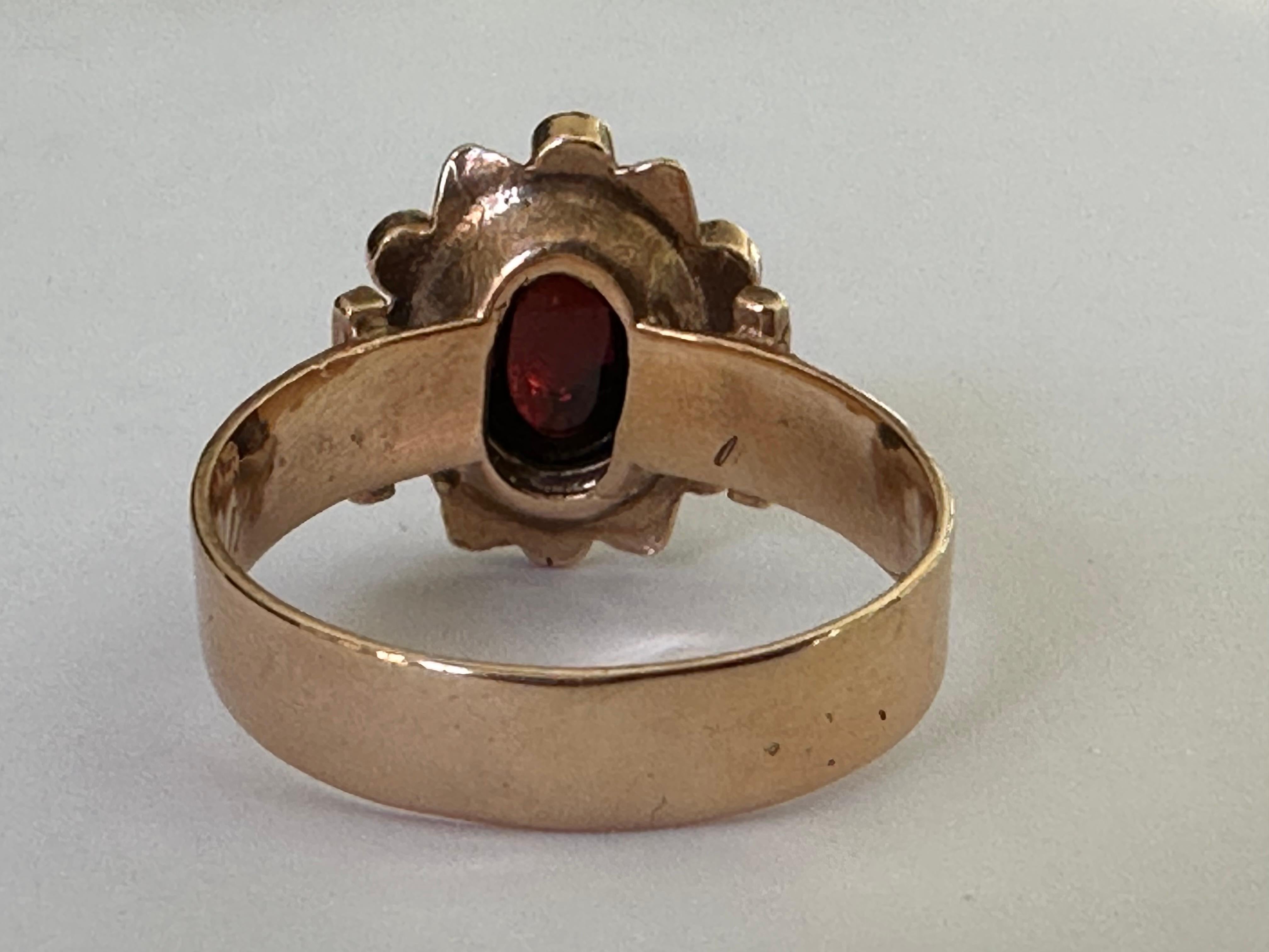 Victorian Antique Natural Cabochon Garnet and Seed Pearl Ring For Sale