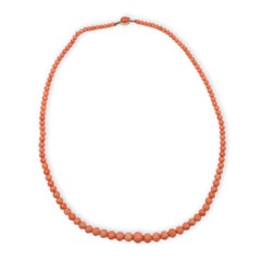Antique Natural Coral Strand of Beads 4.5mm-10mm Necklace 24.75"