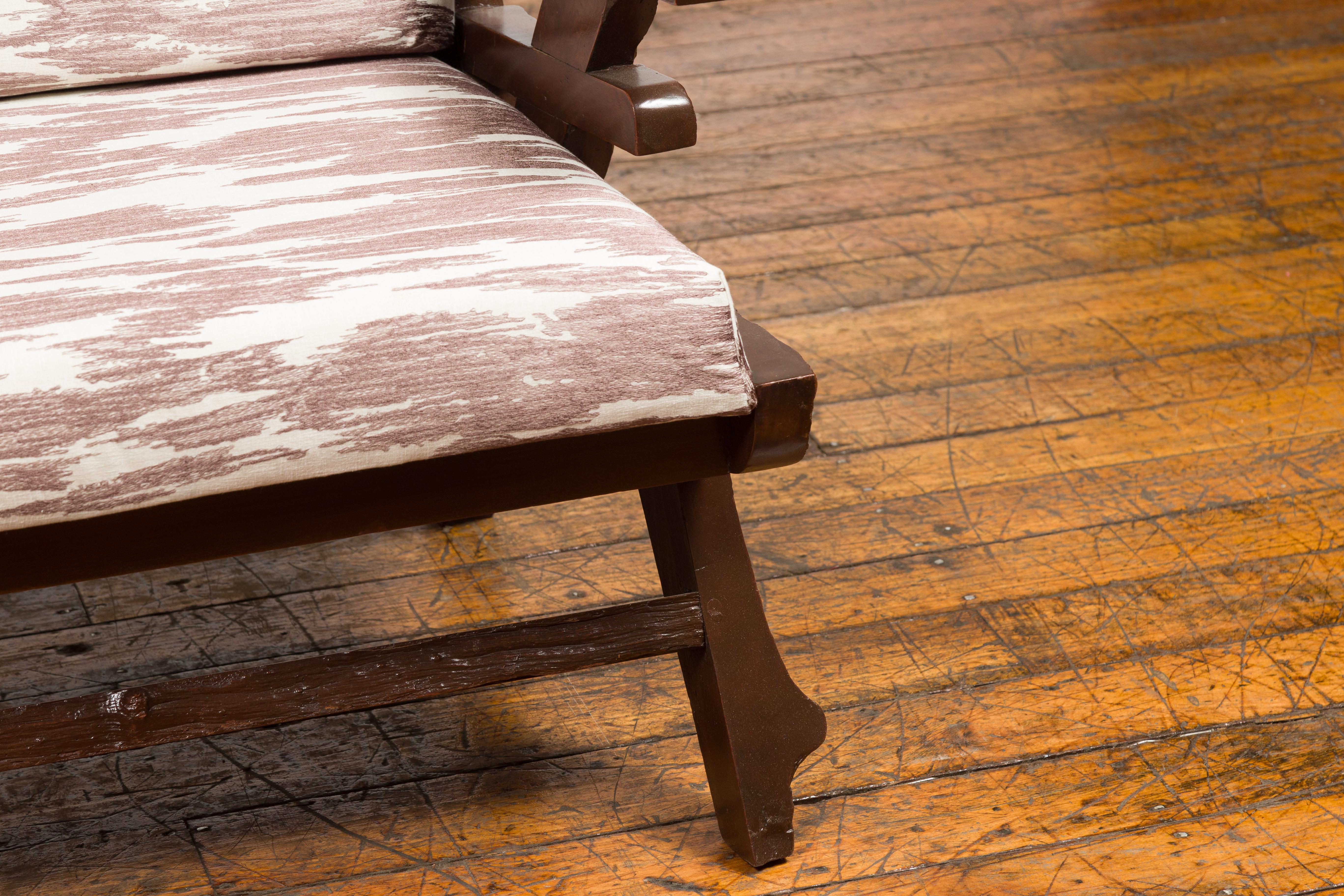Plateau à bords naturels antique avec tapisserie sur mesure et caractère rustique en vente 3