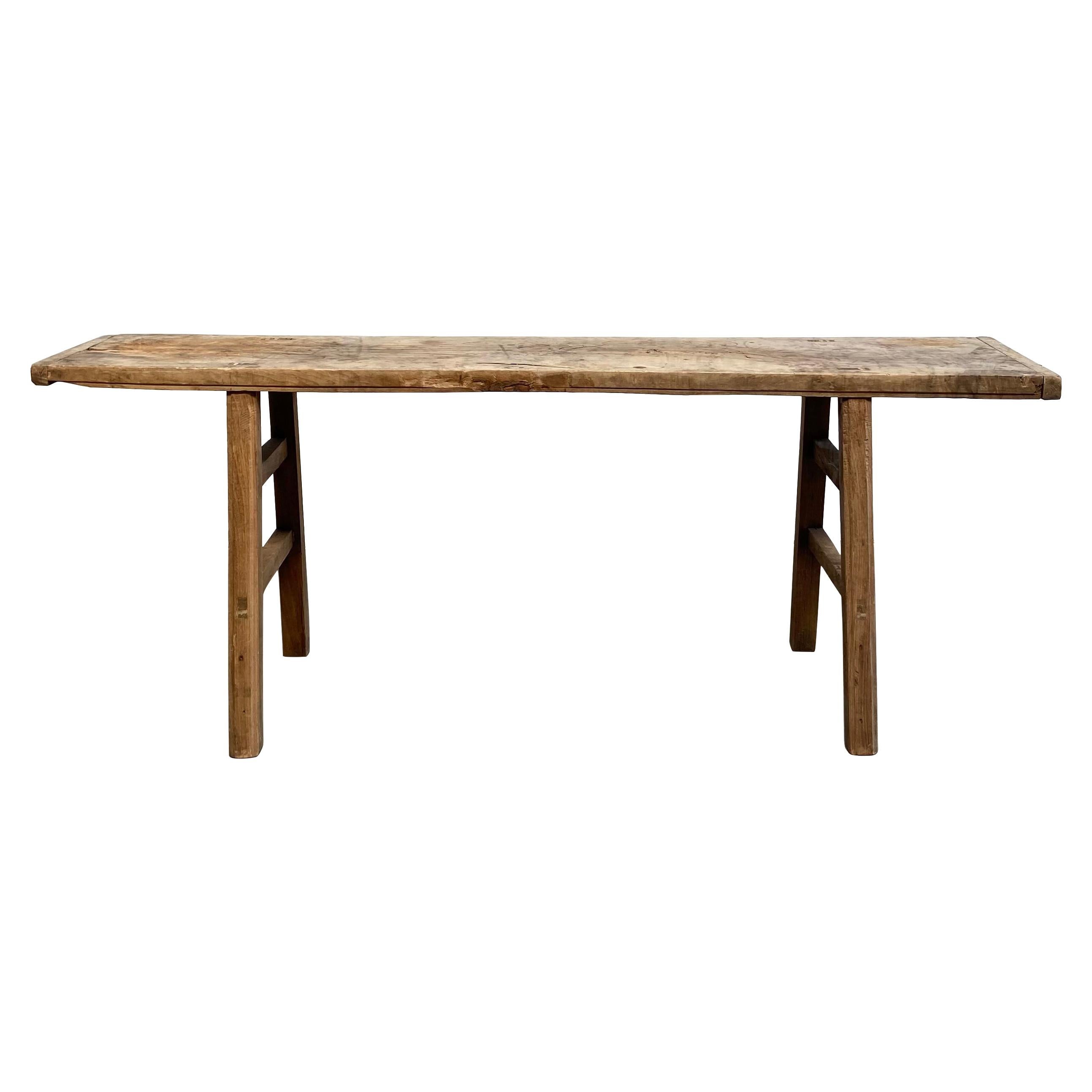 Antique Primitive Style Wood Console Table from Belgium at 1stDibs